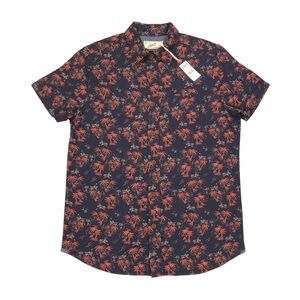 Grayers Tropical Plainweave Short Sleeve Shirt Men's Small Red Palms NWT